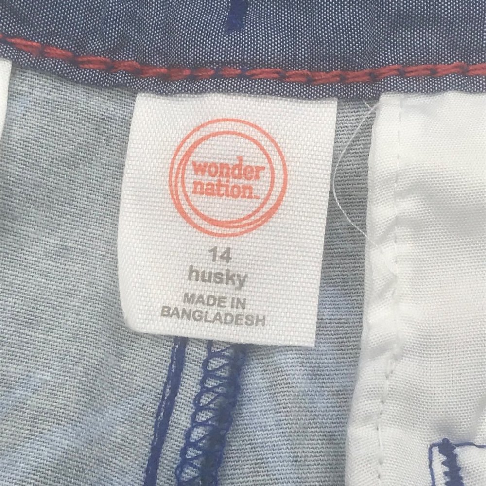 Wonder Nation Boy's Size 14 Husky Adjustable Waist Flat Front Short Blue New - Picture 5 of 13